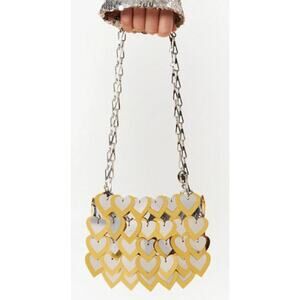Paco Rabanne RARE Nano Hearts Sparkle Bag Silver Gold New In Box